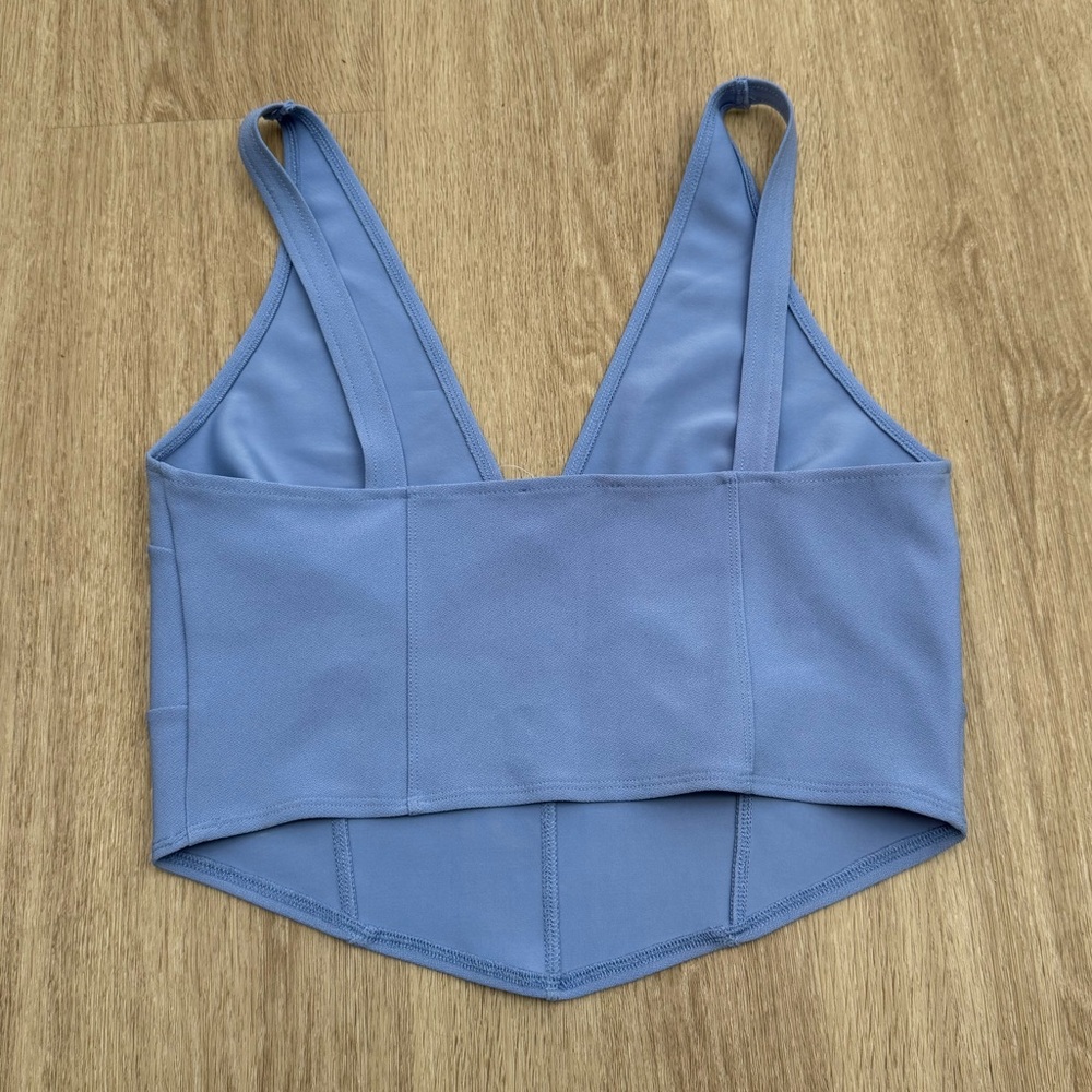 NWOT Abercrombie & Fitch Baby Blue Corset Plunge Neckline Crop Top Size L - Picture 8 of 8